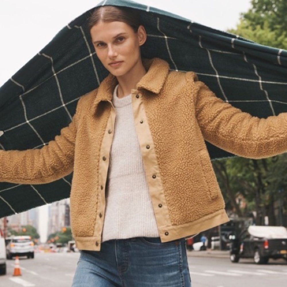 Madewell Camel Sherpa Bomber Jacket